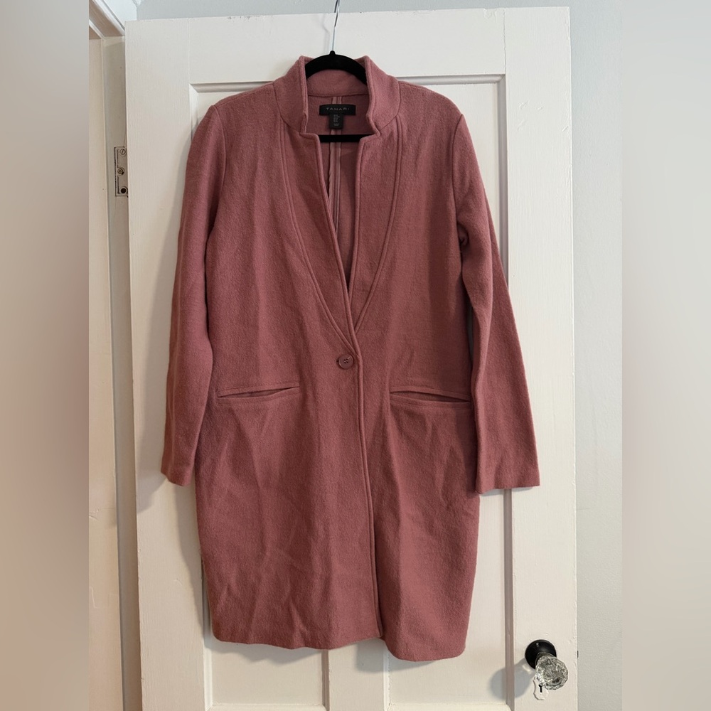 Tahari Dusty Rose Blazer Sweater Coat Medium - Picture 3 of 10